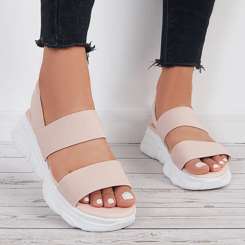 Sohiwoo Women Open Toe Soft Sole Platform Sandals Knit Sport Sandals