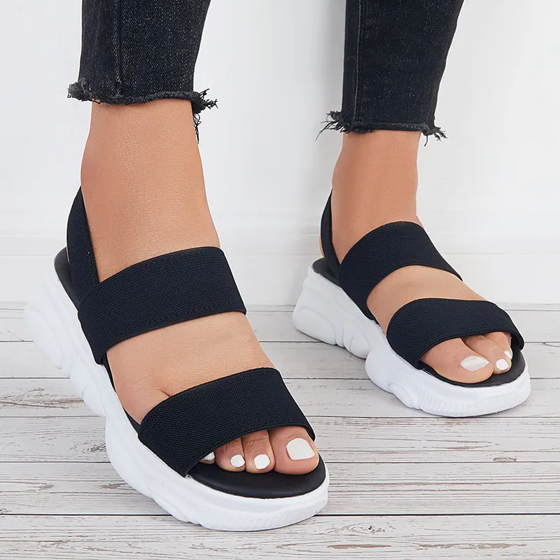 Sohiwoo Women Open Toe Soft Sole Platform Sandals Knit Sport Sandals