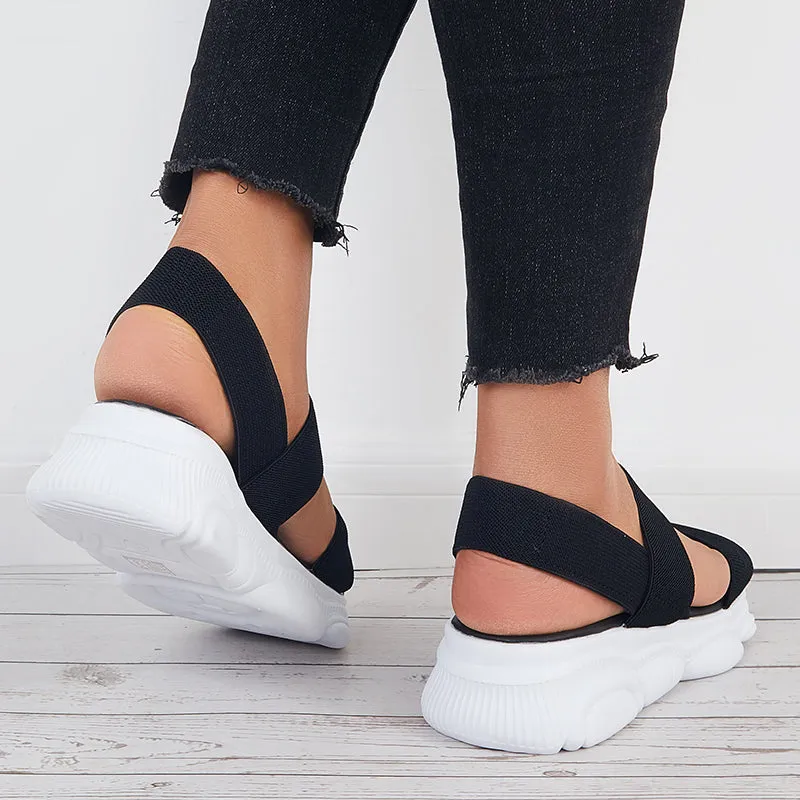 Sohiwoo Women Open Toe Soft Sole Platform Sandals Knit Sport Sandals