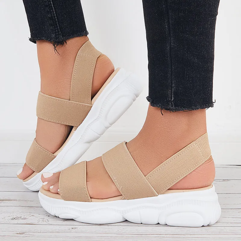 Sohiwoo Women Open Toe Soft Sole Platform Sandals Knit Sport Sandals