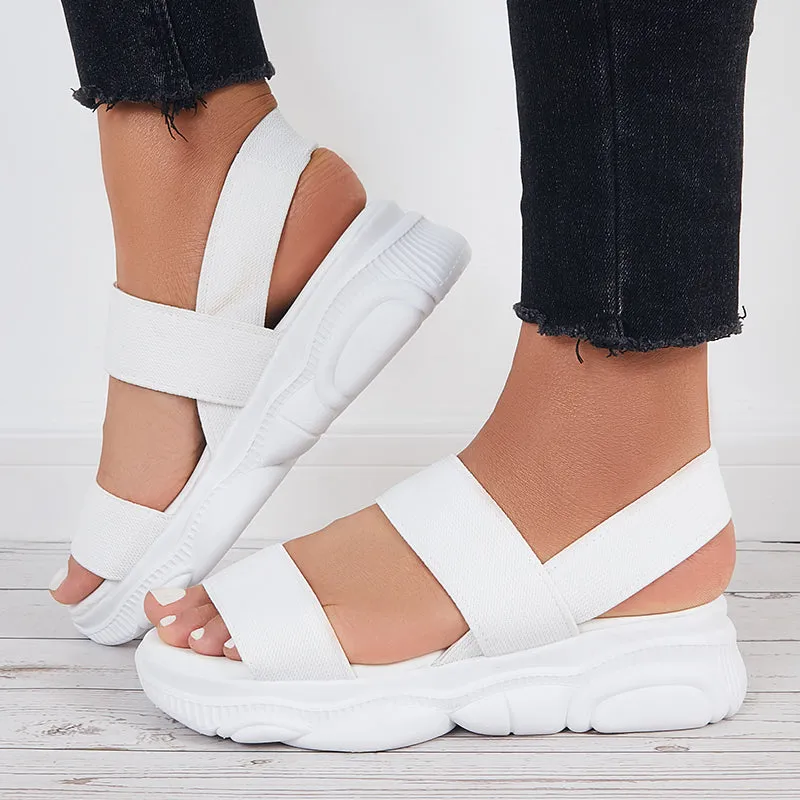 Sohiwoo Women Open Toe Soft Sole Platform Sandals Knit Sport Sandals
