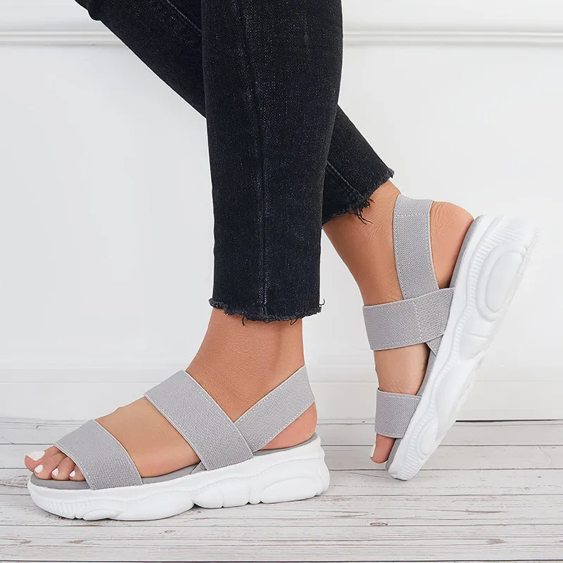Sohiwoo Women Open Toe Soft Sole Platform Sandals Knit Sport Sandals