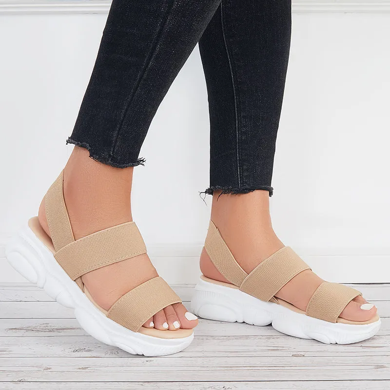 Sohiwoo Women Open Toe Soft Sole Platform Sandals Knit Sport Sandals
