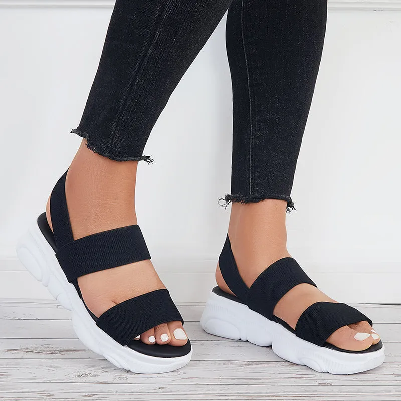 Sohiwoo Women Open Toe Soft Sole Platform Sandals Knit Sport Sandals