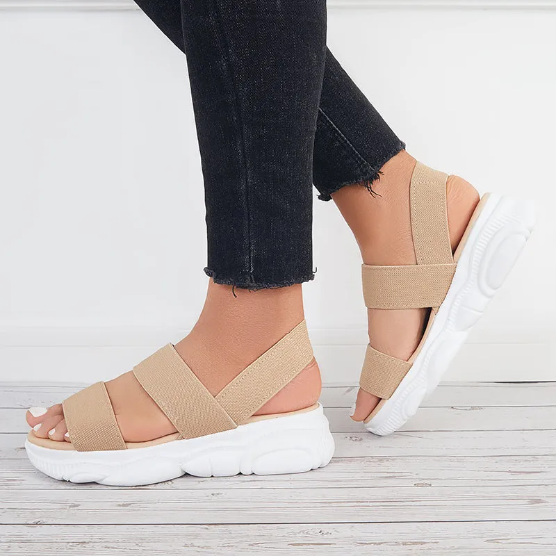 Sohiwoo Women Open Toe Soft Sole Platform Sandals Knit Sport Sandals