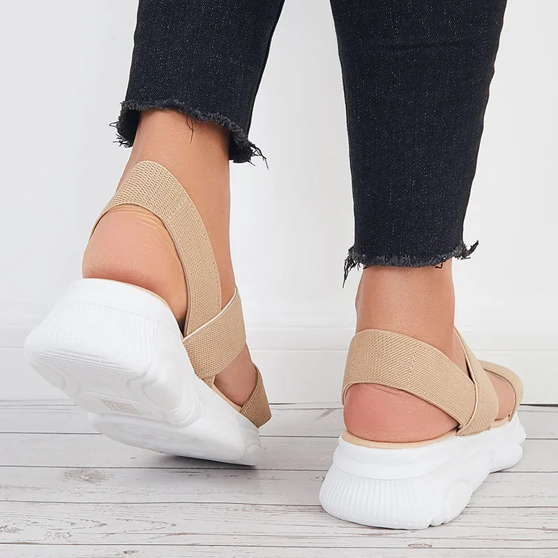 Sohiwoo Women Open Toe Soft Sole Platform Sandals Knit Sport Sandals