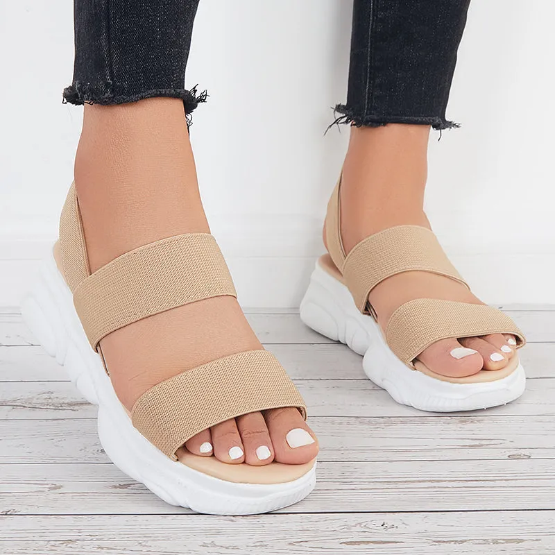 Sohiwoo Women Open Toe Soft Sole Platform Sandals Knit Sport Sandals