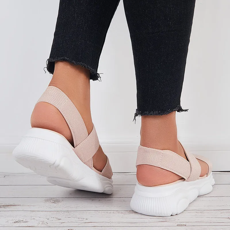 Sohiwoo Women Open Toe Soft Sole Platform Sandals Knit Sport Sandals