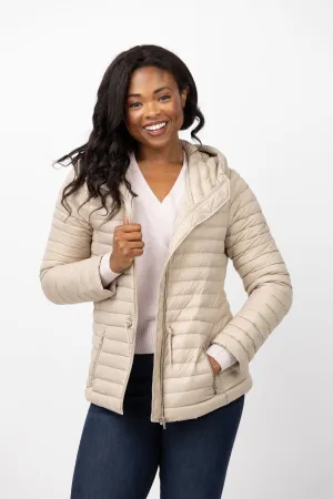 Soia & Kyo Ayleen Sustainable Slim-Fit Ultra-Lightweight Down Jacket With Hood in Hush
