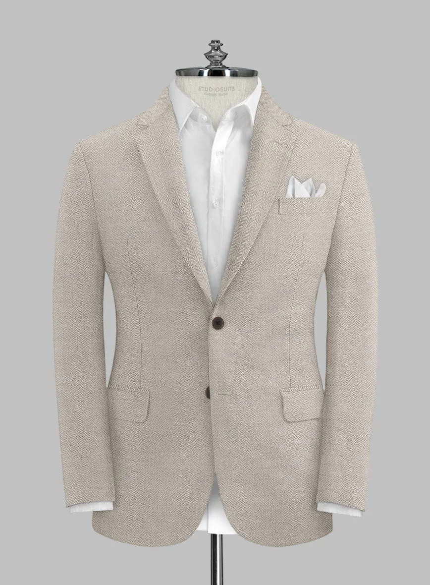 Solbiati Light Brown Herringbone Linen Suit