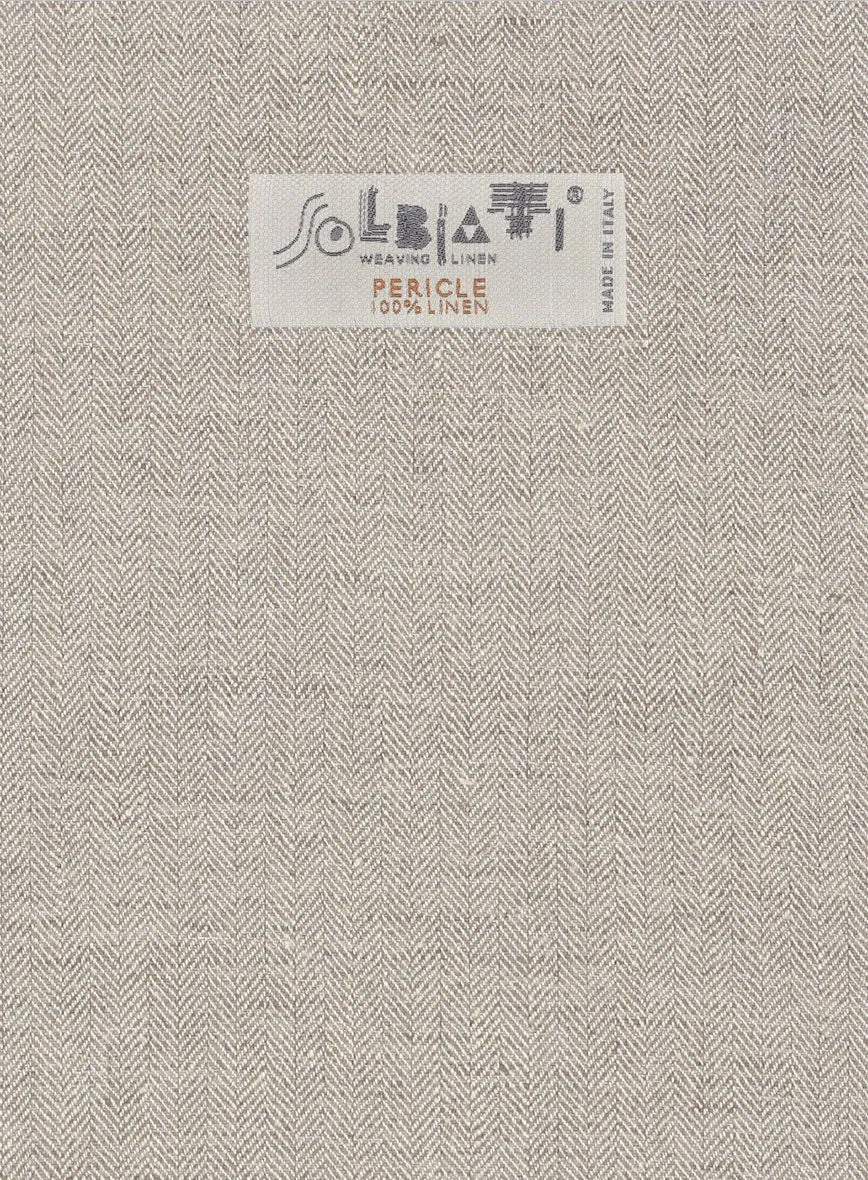 Solbiati Light Brown Herringbone Linen Suit