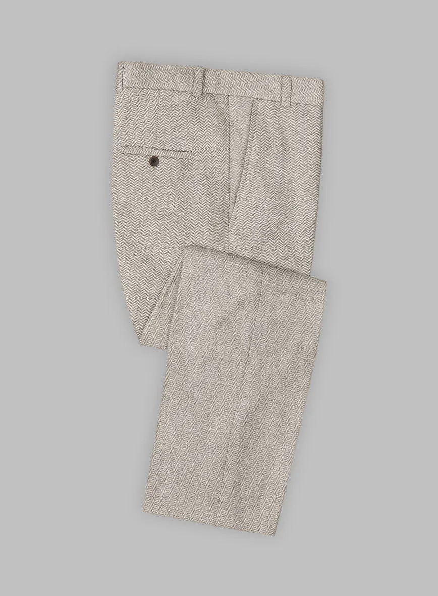 Solbiati Light Brown Herringbone Linen Suit