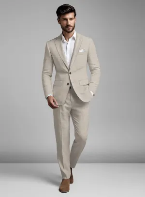 Solbiati Light Brown Herringbone Linen Suit