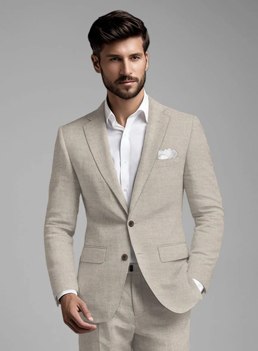 Solbiati Light Brown Herringbone Linen Suit