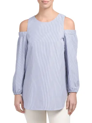 SONG OF STYLE Cold Shoulder Elastic Sleeve Top