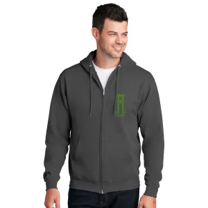 Sovereignty - Zip Up Sweatshirt - Reflection - Grey - Green Logo - Small