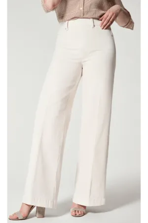 Spanx Seamed Front Wide Leg Ecru Wash