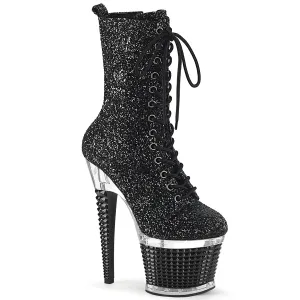 Spectator-1040G Black Glitter/Clear-Black, 7" Heels