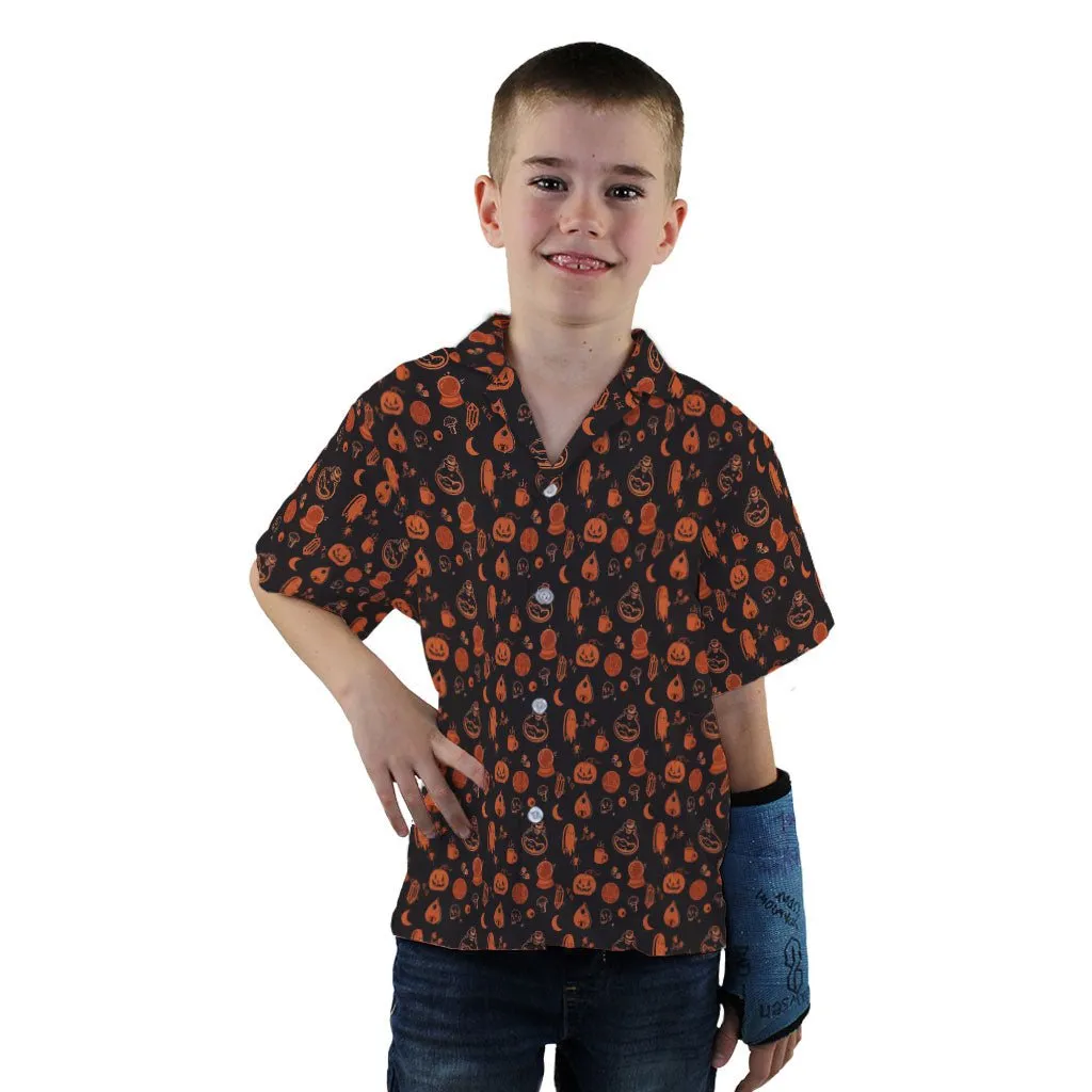Spooky Halloween Orange Youth Hawaiian Shirt