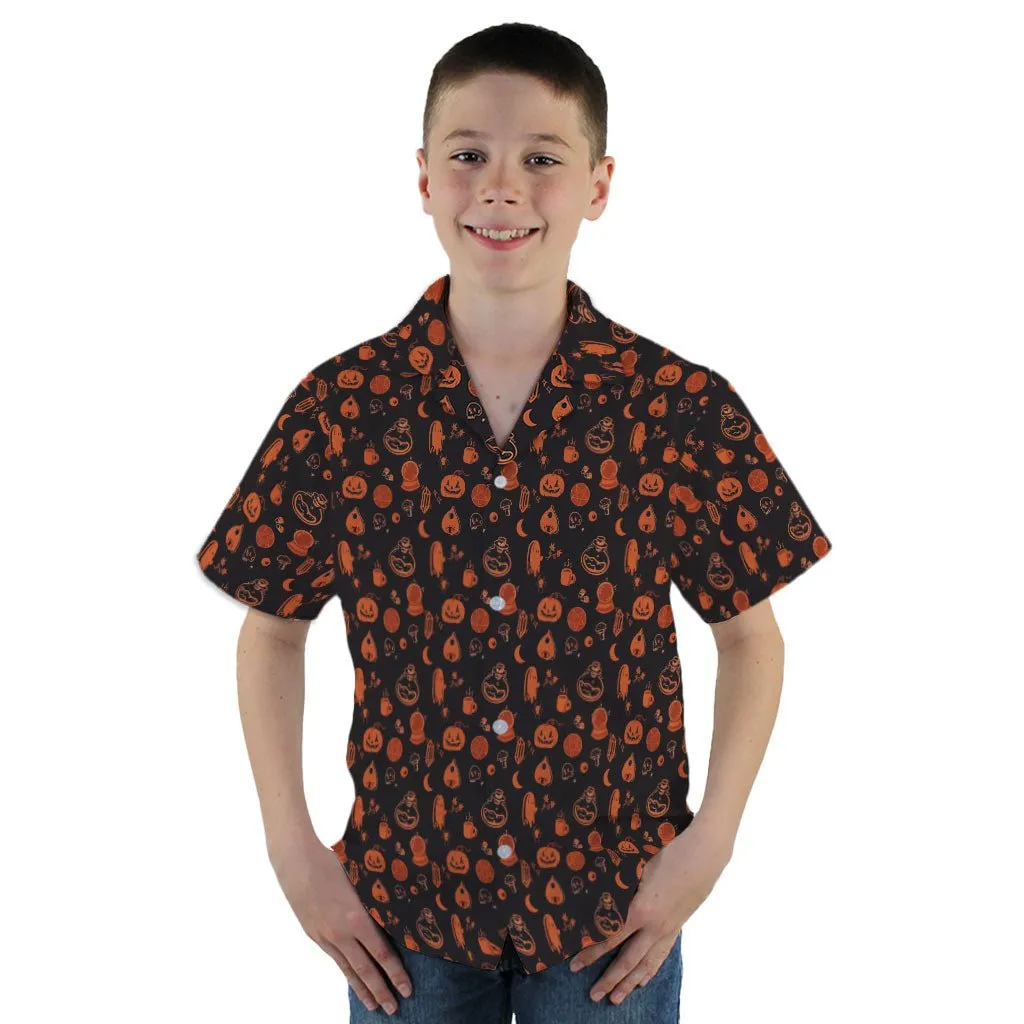 Spooky Halloween Orange Youth Hawaiian Shirt