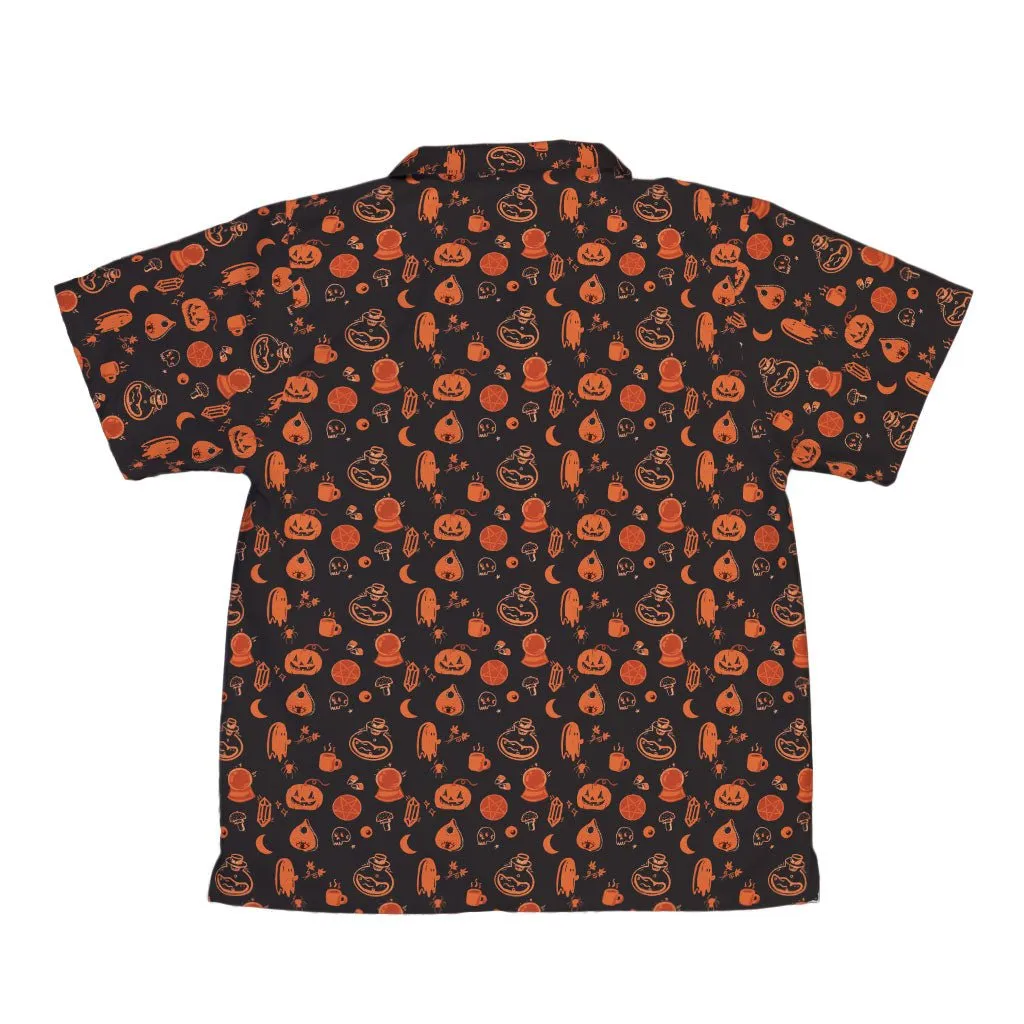 Spooky Halloween Orange Youth Hawaiian Shirt