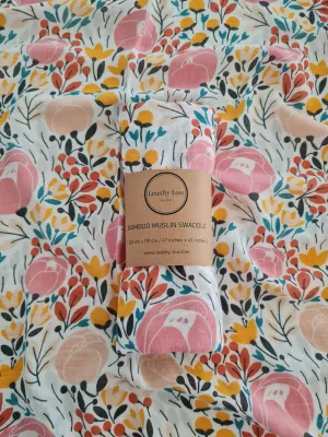 Spring Peonies Bamboo Muslin Swaddle