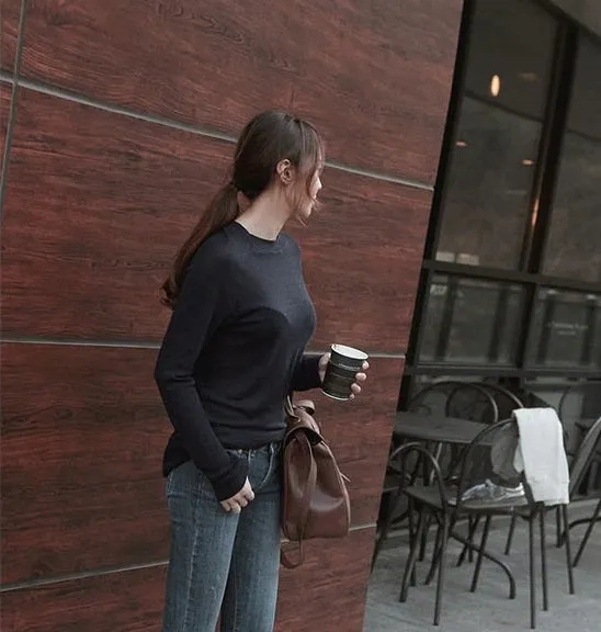 Spring Sexy Elastic Korean Style Skinny Slim Fit Long Sleeve Tops #2123