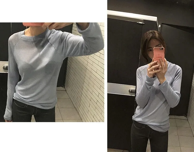 Spring Sexy Elastic Korean Style Skinny Slim Fit Long Sleeve Tops #2123