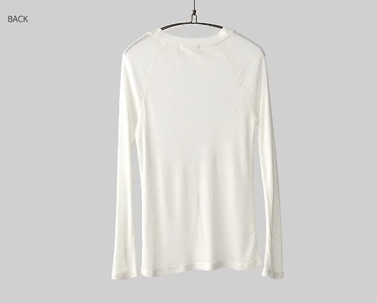 Spring Sexy Elastic Korean Style Skinny Slim Fit Long Sleeve Tops #2123