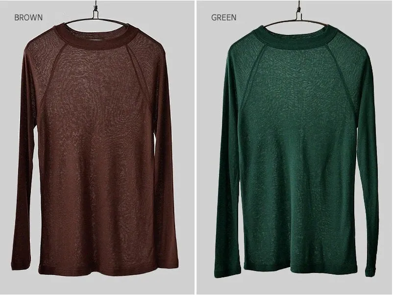 Spring Sexy Elastic Korean Style Skinny Slim Fit Long Sleeve Tops #2123