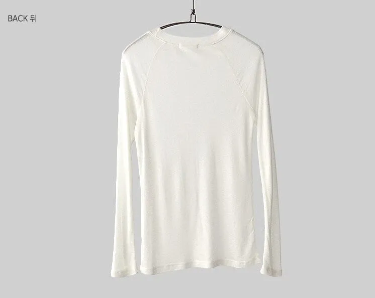 Spring Sexy Elastic Korean Style Skinny Slim Fit Long Sleeve Tops #2123