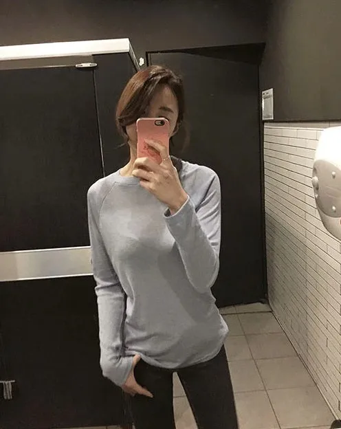 Spring Sexy Elastic Korean Style Skinny Slim Fit Long Sleeve Tops #2123