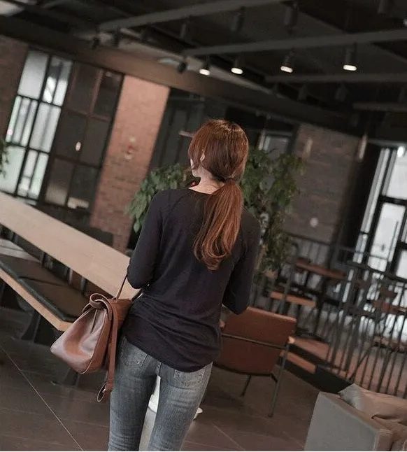 Spring Sexy Elastic Korean Style Skinny Slim Fit Long Sleeve Tops #2123