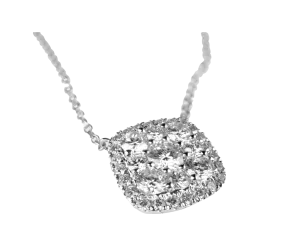Square Diamond Necklace With Halo