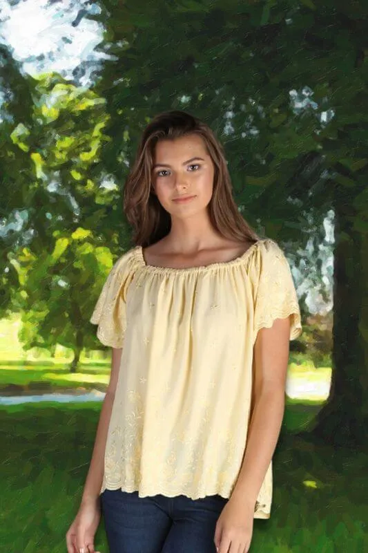 Square Neck Embroidered Blouse