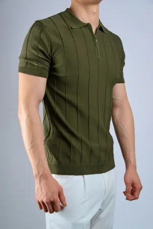 S/S Textured Zip Modern Polo