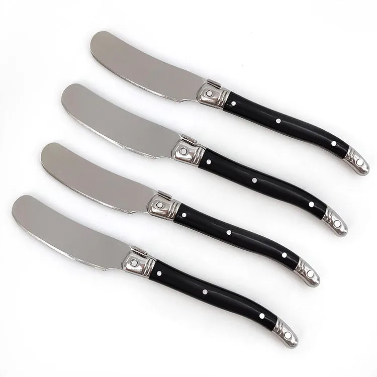Stainless Steel Cream Knife Black Plastic Handle Butter Knife Western Tableware Small Jam Knife
