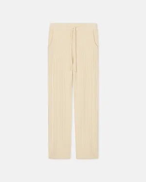 Stan - Ribbed Merino Pants - Lime Yellow/Creme