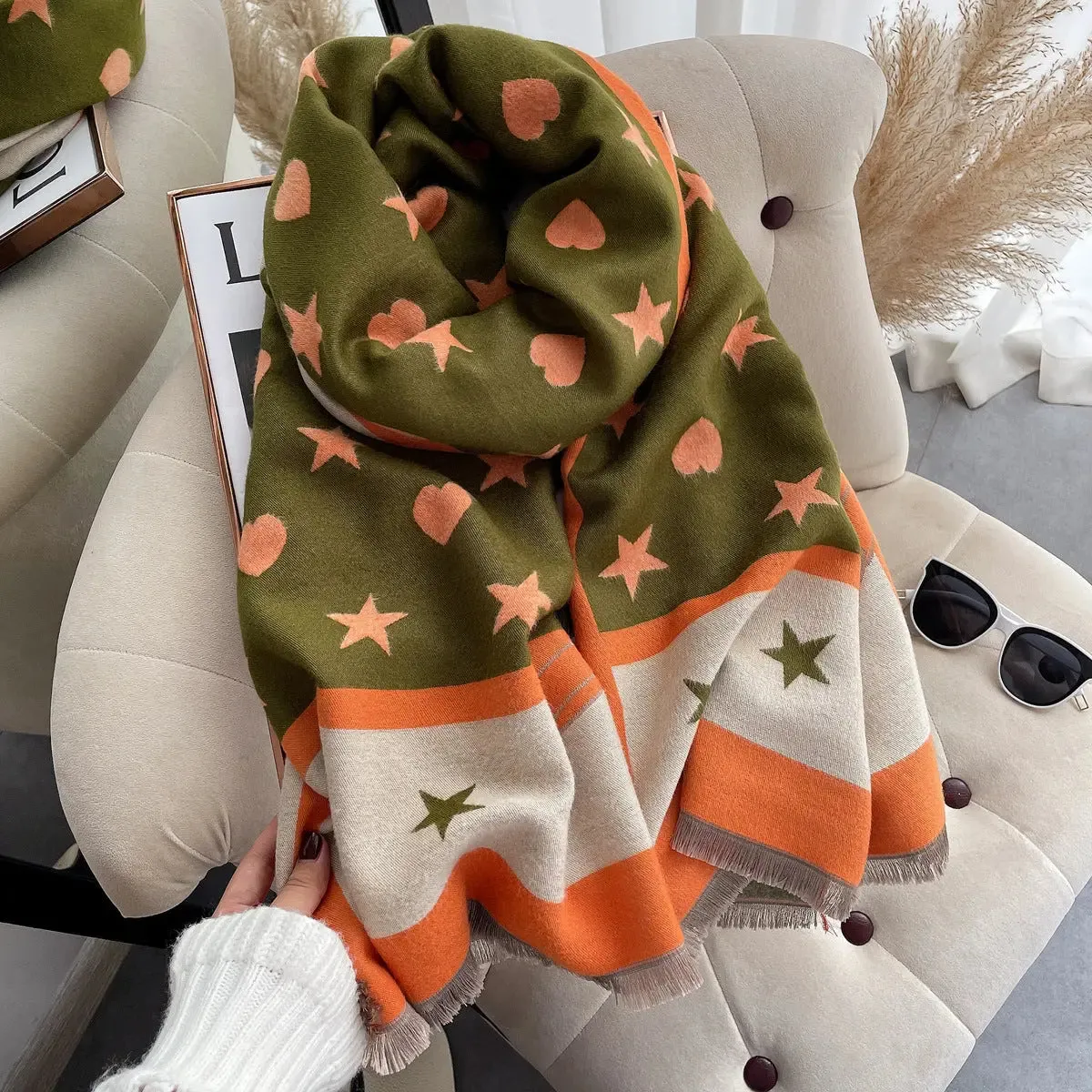 Star Thick Warmth Cashmere Korean Spring And Autumn Ladies Scarf