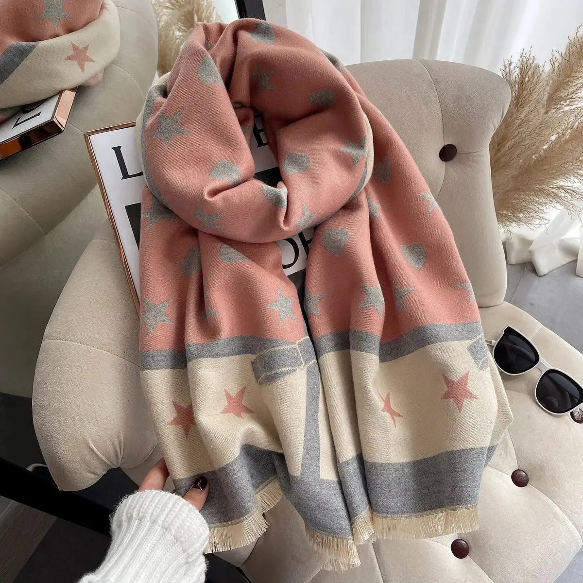 Star Thick Warmth Cashmere Korean Spring And Autumn Ladies Scarf