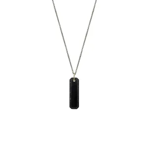 Sterling Silver Black Rhodium WINNE Bar Pendant with Black Diamonds