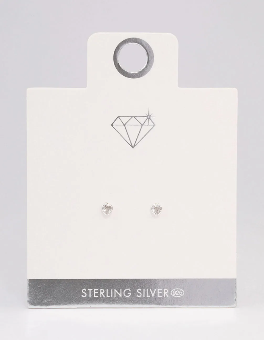 Sterling Silver Diamante Heart Stud Earrings