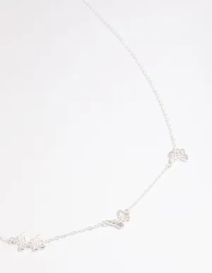 Sterling Silver Etched Butterfly Necklace