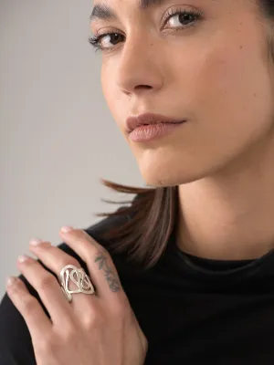 Sterling Silver Fluid Line Statement Ring