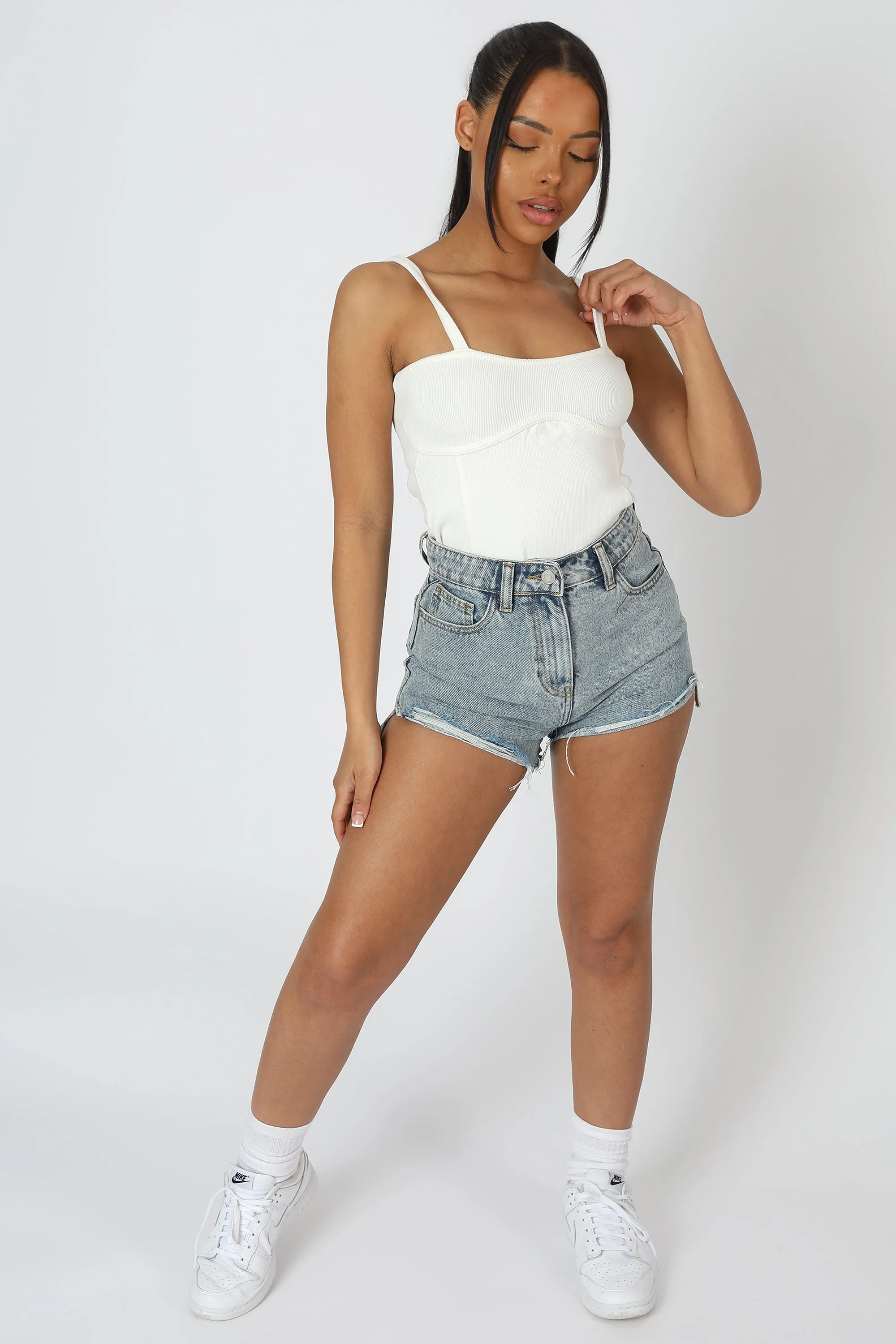 Strappy Corset Bodysuit Ecru