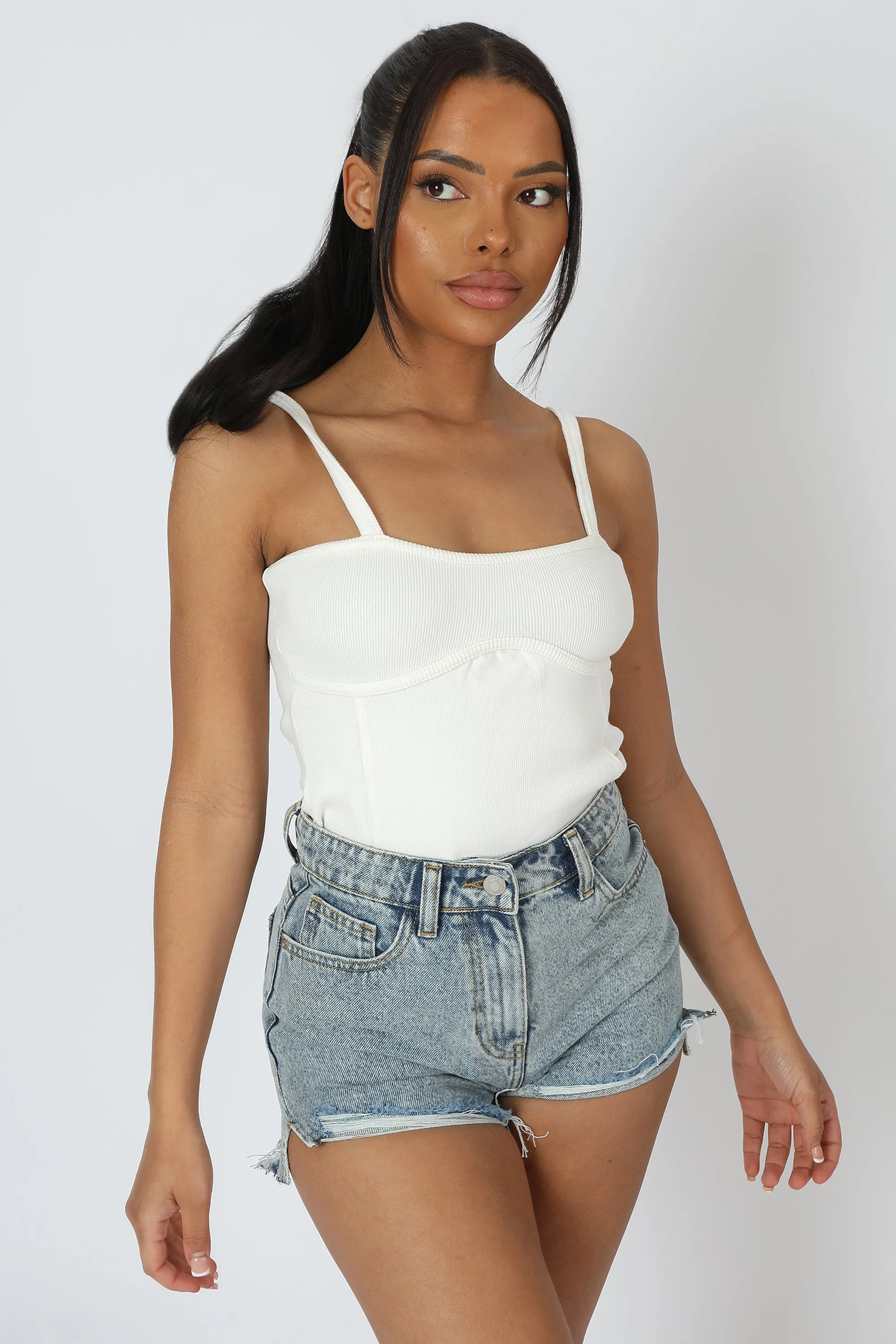 Strappy Corset Bodysuit Ecru