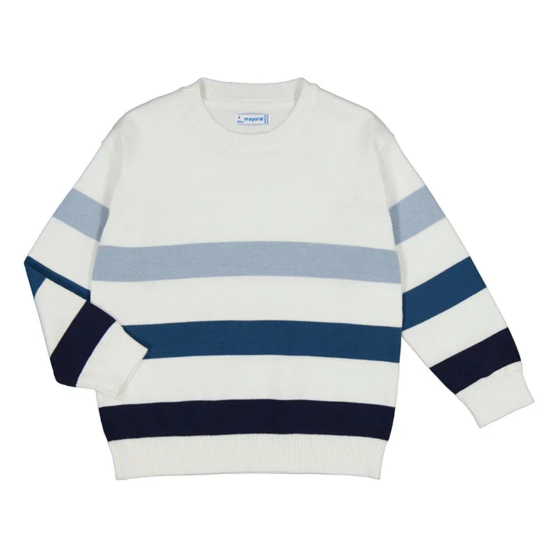 Stripe Sweater White with Blue