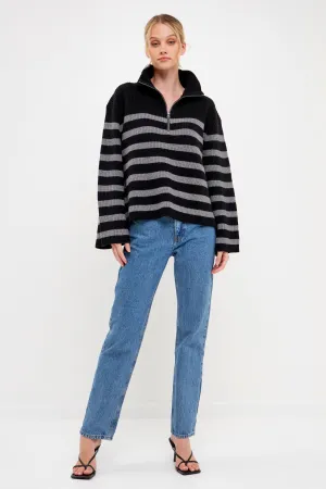 Striped Half-Zip Sweater- Sale