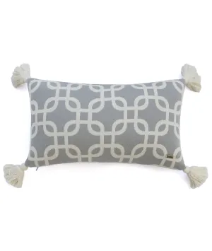 Stroke Cotton Knitted Decorative Light Grey & Natural Color 12 x 20 Inches Pillow Covers
