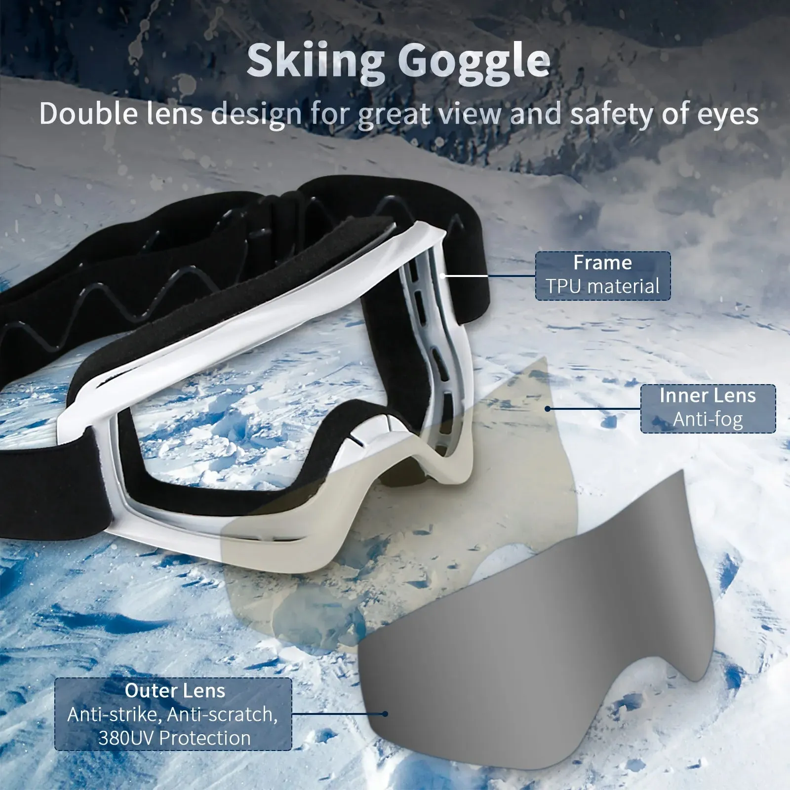 Strong Eyes Protection Ski Goggle